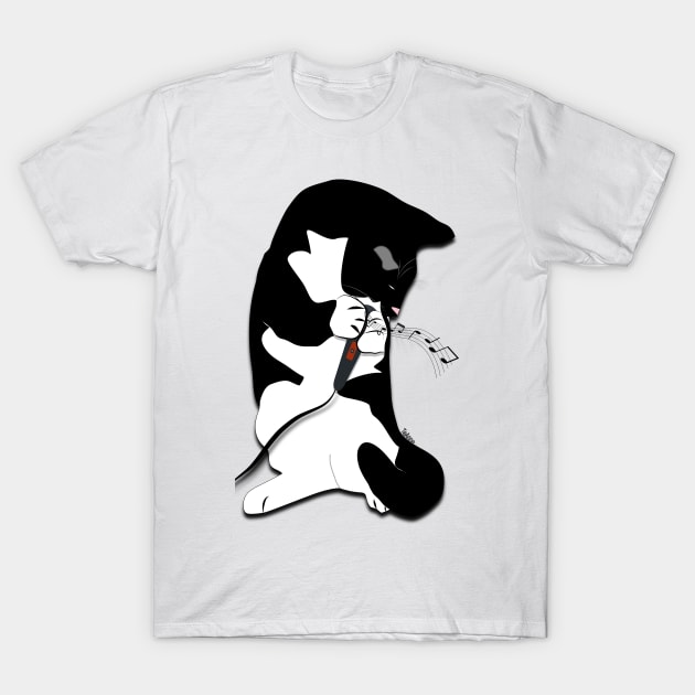 Cute Tuxedo Cat Karaoke Kitty Copyright by TeAnne T-Shirt by TeAnne